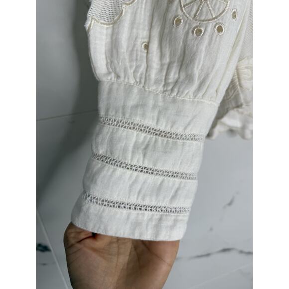 Sundance Reach For Beauty Top Sheer Cami XS Marshmallow Ivory Lace Crochet Boho - Picture 4 of 15